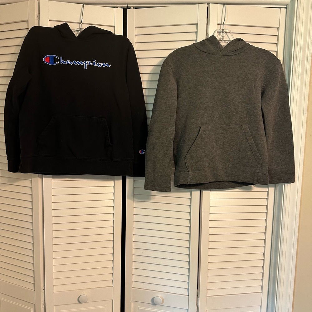 Lot of two boys hoodies, one champion one H&M size 8/10
